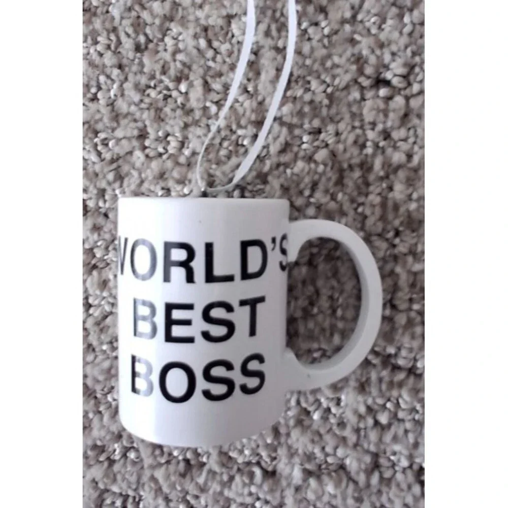 Hallmark THE OFFICE Worlds Best Boss Coffee Mug Christmas Ornament TV Show